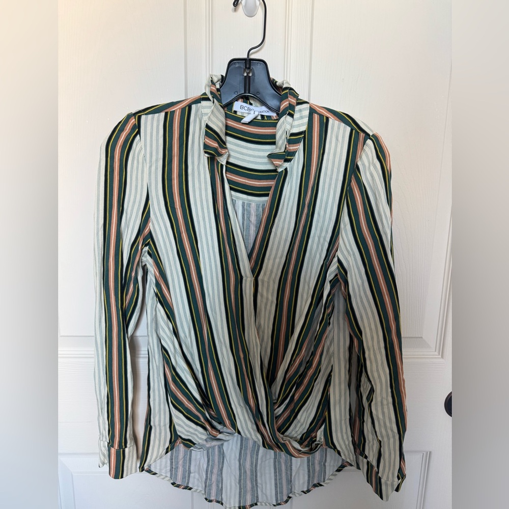 BCBGeneration Striped Green and Pink Women's Top